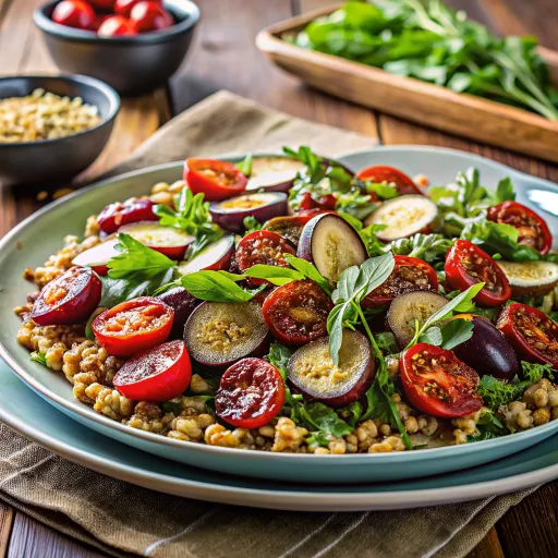 Sun-Kissed Farro Salad with Grilled Eggplant